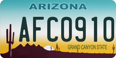 AZ license plate AFC0910