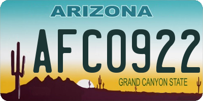 AZ license plate AFC0922