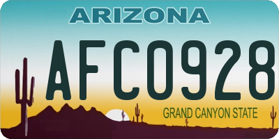 AZ license plate AFC0928