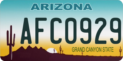 AZ license plate AFC0929