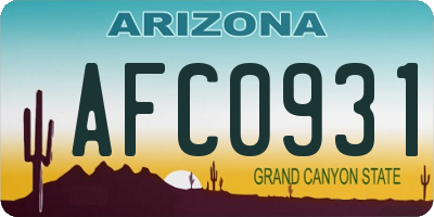 AZ license plate AFC0931