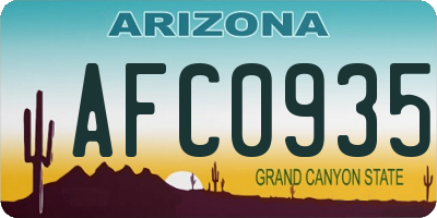AZ license plate AFC0935
