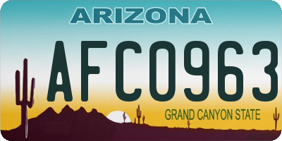 AZ license plate AFC0963