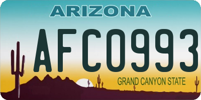 AZ license plate AFC0993