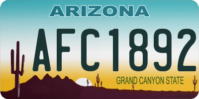 AZ license plate AFC1892