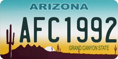 AZ license plate AFC1992