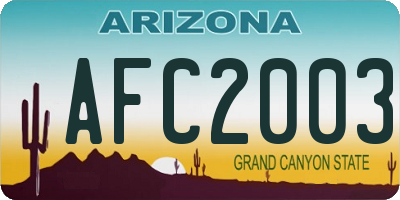 AZ license plate AFC2003