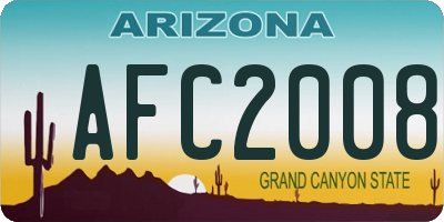 AZ license plate AFC2008