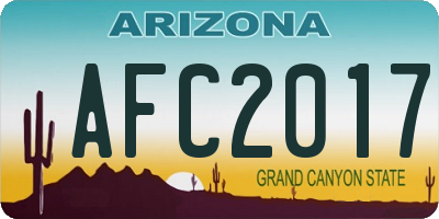 AZ license plate AFC2017