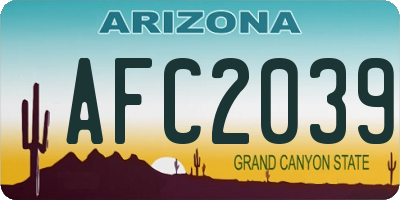 AZ license plate AFC2039