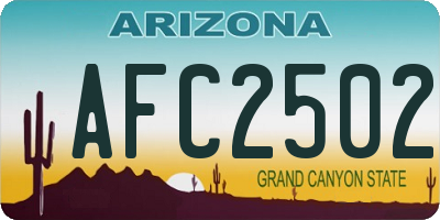 AZ license plate AFC2502