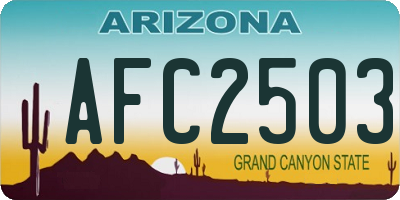 AZ license plate AFC2503