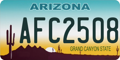 AZ license plate AFC2508