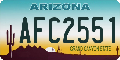 AZ license plate AFC2551