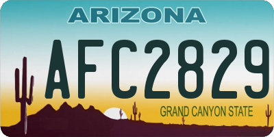 AZ license plate AFC2829