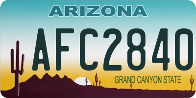 AZ license plate AFC2840