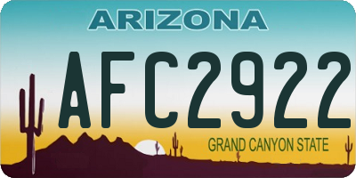 AZ license plate AFC2922