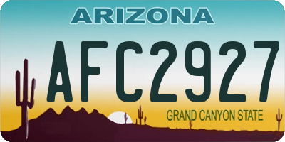 AZ license plate AFC2927