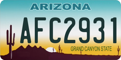 AZ license plate AFC2931