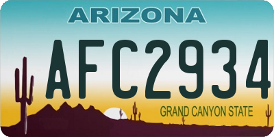 AZ license plate AFC2934