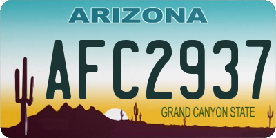 AZ license plate AFC2937