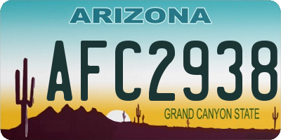 AZ license plate AFC2938