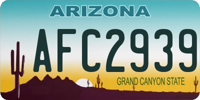 AZ license plate AFC2939