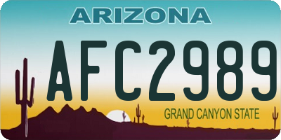 AZ license plate AFC2989