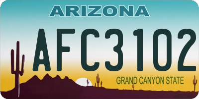 AZ license plate AFC3102