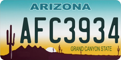 AZ license plate AFC3934