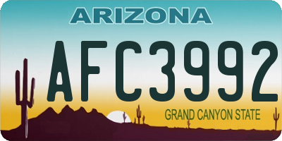 AZ license plate AFC3992