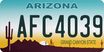 AZ license plate AFC4039