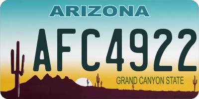 AZ license plate AFC4922