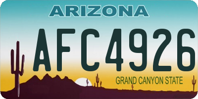 AZ license plate AFC4926