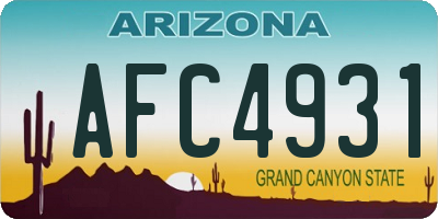 AZ license plate AFC4931