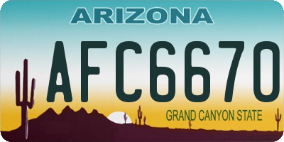 AZ license plate AFC6670