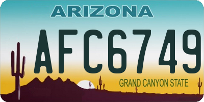 AZ license plate AFC6749