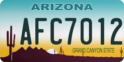 AZ license plate AFC7012