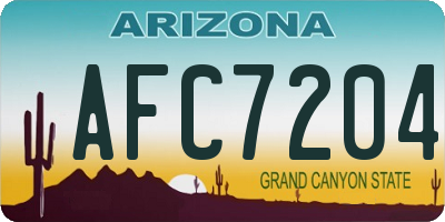 AZ license plate AFC7204