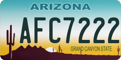 AZ license plate AFC7222