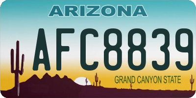 AZ license plate AFC8839
