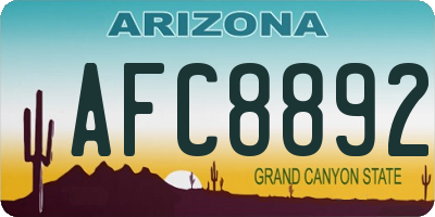 AZ license plate AFC8892