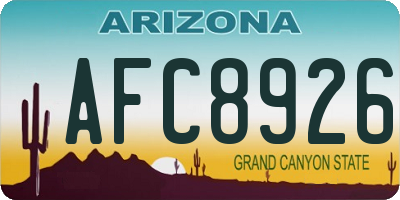 AZ license plate AFC8926