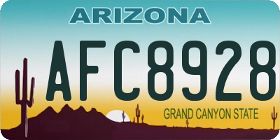 AZ license plate AFC8928