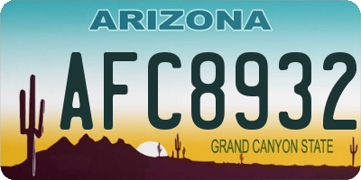 AZ license plate AFC8932