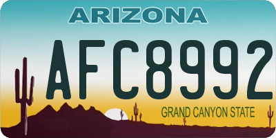 AZ license plate AFC8992