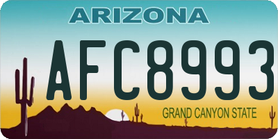 AZ license plate AFC8993