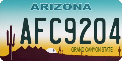 AZ license plate AFC9204