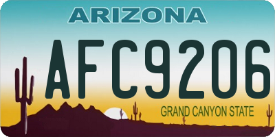 AZ license plate AFC9206