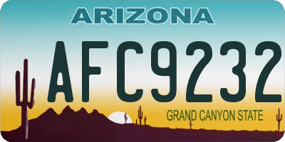 AZ license plate AFC9232